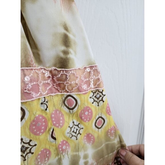 Joseph Ribkoff Pink & Brown Handkerchief-Hem Halter Dress Size 8 - Picture 5 of 11